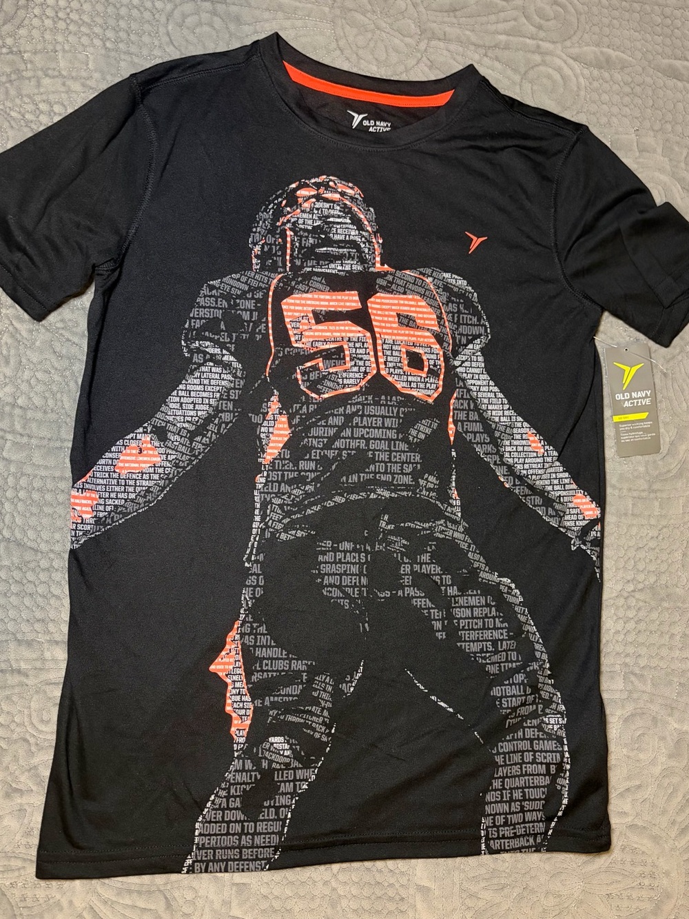 Old Navy Active Boys XL 14-16 Go-Dry Football Graphic Shirt Black NWT